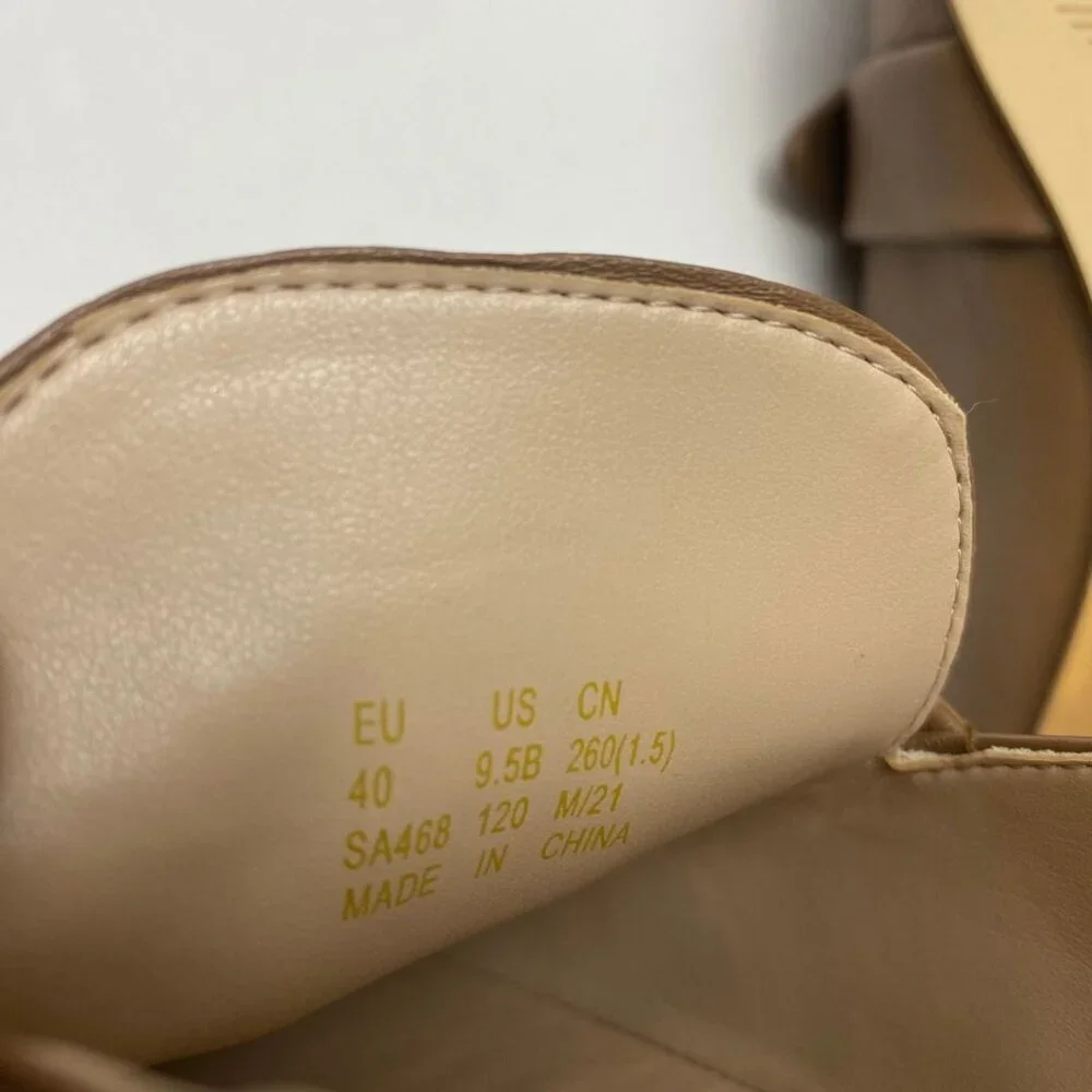 STUART WEITZMAN Bandeau Flats Loafers Camel Brown Leather Folding Heel Size 9.5 - Picture 6 of 6